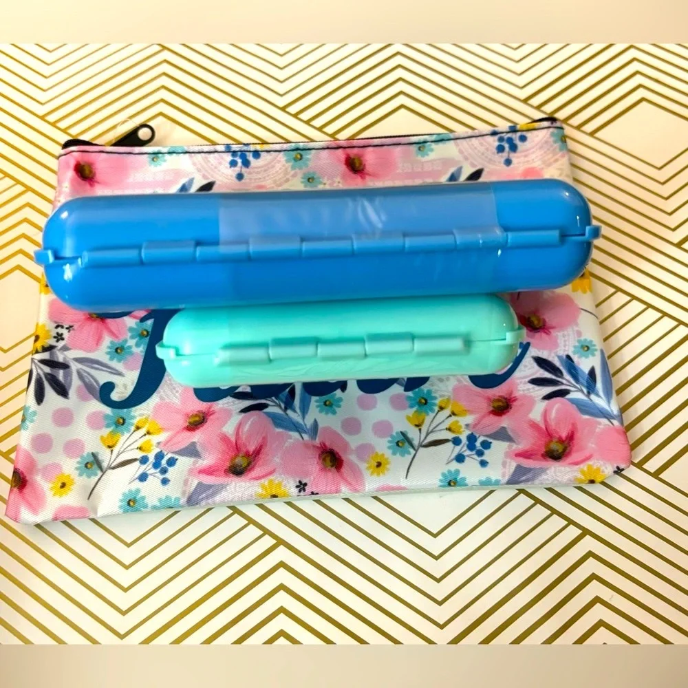 Two Small size cosmetic cases and zipper bag